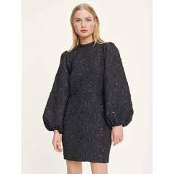 Samsoe & Samsoe Harriet Short One-Piece Romper Medium Black NWT Puff Sleeve - Picture 3 of 7